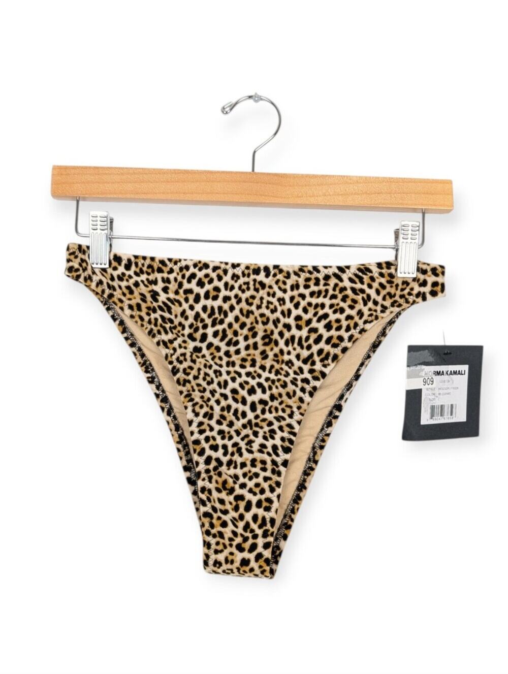 Norma Kamali Bikini Bottom L Leopard Print Luca Swim Bottom NWT